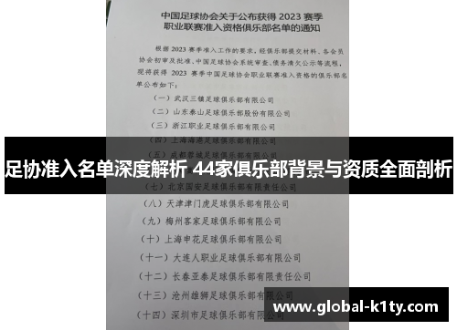 足协准入名单深度解析 44家俱乐部背景与资质全面剖析